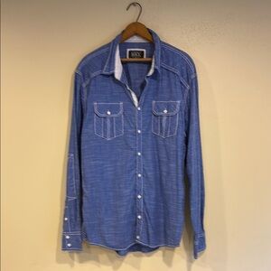 BKE Blue Casual Button Down Shirt (Athletic Fit)